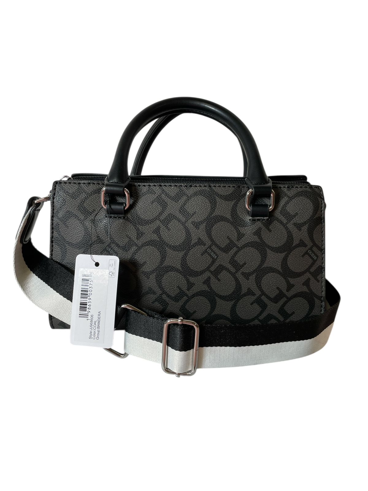 Bolsa Guess Dama Gris con Detalles Negros y Cadena – Original