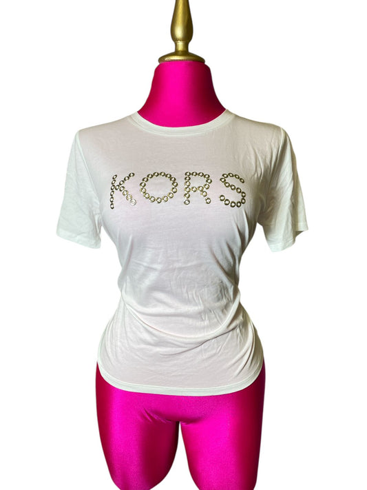 Playera Michael Kors Blanca Mujer Talla M | Brillo dorado para tu día a día